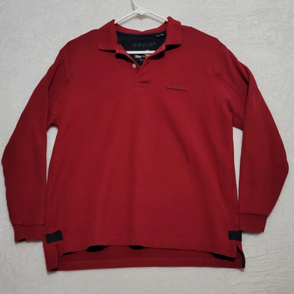 Orvis Men's Sweater Size L Large Dark Red Thick Cotton Long Sleeve Casual